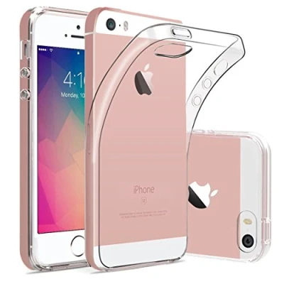 Abbildung von wortek iPhone 5 5S SE Hülle Liquid Crystal Silikon Clear Transparent Ultra Dünn Schlank Bumper Handyhülle Premium Kratzfest TPU Durchsichtige Schutzhülle für 5/5S/SE Case