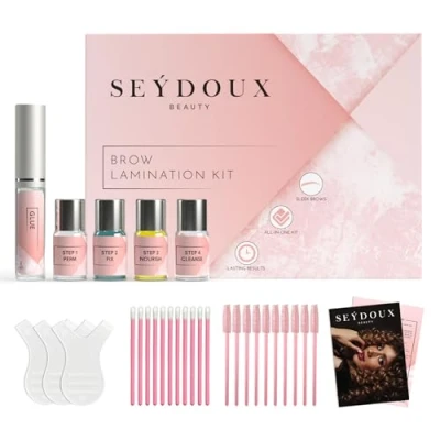 Abbildung von Brow Lamination Kit Premium DIY Augenbrauen Lifting Set mit Rizinus, Olivenöl, Vitamin K Professionelle Salon Dauerwelle von zu Hause Enfach Verwenden, Vegan, Tierversuchsfrei