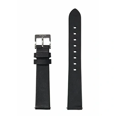 Abbildung von Nixon Pineapple Wechselarmband für Uhren mit 16 mm Abstand aus veganem Ananas Leder in der Farbe Schwarz Edelstahlschließe und Armbandöse, BA001 000 00