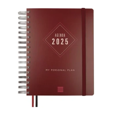 Abbildung von Finocam Kalender Tempus 2025, 1 Tag pro Seite, Januar 2025 Dezember (12 Monate), Bordeaux, Spanisch