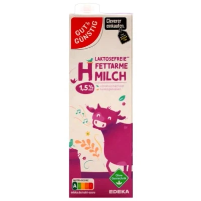 Abbildung von Gut &amp; Günstig laktosefreie fettarme H Milch 1,5% Fett, 12er Pack (12 x 1 l)