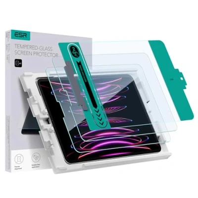 Abbildung von ESR Schutzfolie für iPad Pro 12,9 Zoll (2022/2021/2020/2018), Gehärtete Glas Folie mit einfacher Anbringungsschale, kratzfest, HD Klarheit, 2 Stück