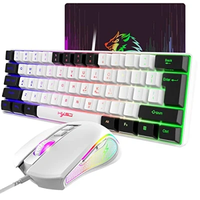 Abbildung von XINMENG Wired Gaming Keyboard &amp; Maus Combo, mit 61 Tasten RGB Backlit Tastatur, Mauspad, 7 Farbatmungslicht Maus, 3600 DPI, Panda Serie Farbe, für PS4 Windows PC Mac Laptop Schwarz