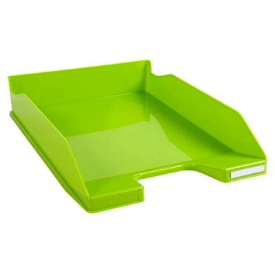 Abbildung von Exacompta 113225D Premium Briefablage Combo Midi DIN A4. Idealer Briefkorb für Ihre Organisation. Robuster und stapelbarer Ablagekorb lemongrün glänzend