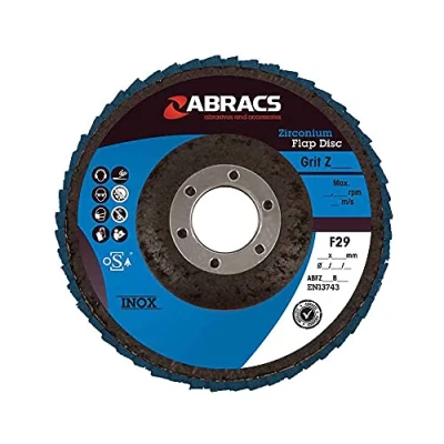 Abbildung von ABRACS ABFZ125B080 Zirkonium Lamellenscheibe 125 mm x 22 80 g Langlebiger Einsatz für Edelstahl, Blech, Weichmetall und Edelstahl