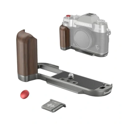Abbildung von SMALLRIG X T50 Handgriff Handgrip, Wooden L Shape Grip für FUJIFILM Kamera, Integrierte Schnellwechselplatte Arca, mit Auslöser und Blitzschuhabdeckung, Charcoal Silver 4736