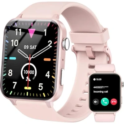 Abbildung von IOWODO Smartwatch Damen Herren 1,85 Zoll Uhren Fitnessuhr Sportuhr mit Schrittzähler Herzfrequenzmonitor Schlafmonitor Fitness Tracker Wasserdicht Grau Bluetooth Anrufe Smart Watch für iOS Android