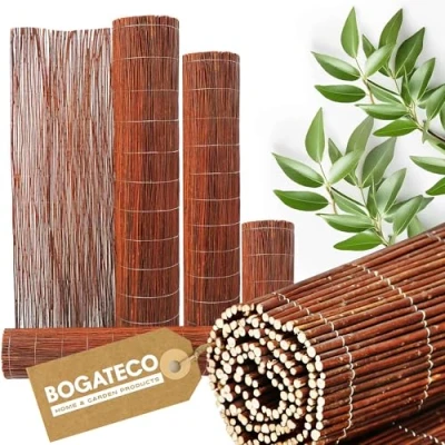 Abbildung von BOGATECO Weidenmatte Sichtschutz Zaun aus Holz Gartenzaun 120 cm Hoch &amp; 300 Lang Perfekt Weidenzaun für den Garten, Balkon und Terrasse natürlicher Sichtschutzzaun