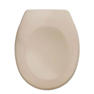 Abbildung von WENKO WC Sitz Mod. Bergamo antibakteriell Duroplast Kratzfest bruchsicher mit rostfreier Fix Clip Edelstahl Befestigung Maße 35 x 44,4 cm Farbe beige