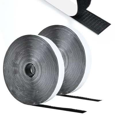 Abbildung von Romon Klettverschluss Selbstklebend, 5M Klettband Selbstklebend Extra Stark Doppelseitig Klebende 20mm Breit Selbstklebendes Klebepad Enthält Flauschband und Hakenband Schwarz
