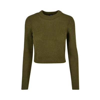 Abbildung von Urban Classics Short Waffle Strickpullover, Damen, Größe: 3XL, Summerolive