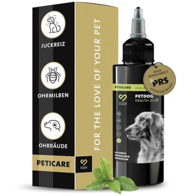Abbildung von Peticare Anti Parasiten Mittel für Hunde Ohren, gegen Ohrmilben Pilze 50 ml