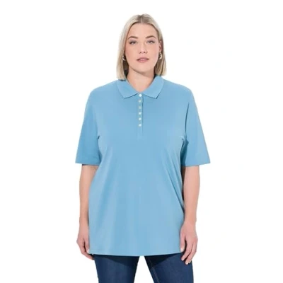 Abbildung von Ulla Popken T Shirt Poloshirt Piqué Polokragen Samt Knopfleiste