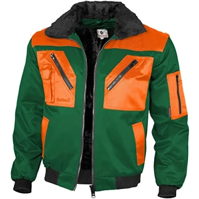Abbildung von Qualitex Workwear Pilotenjacke zweifarbig grün/orange, Gr. M