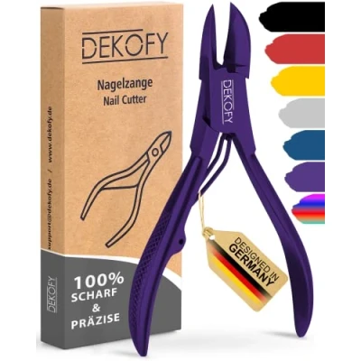 Abbildung von DEKOFY Nagelzange Edelstahl 11,5CM Extra scharfe Nagelschere mit präzisem Schnitt Fußnagelschere für dicke Nägel Fußpflege, Nagelpflege, Pediküre, Nagelknipser Fußnägel, Nagelschneider, Violett
