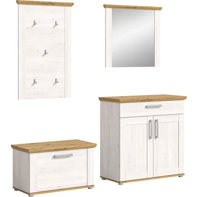 Abbildung von Home affaire Garderoben Set &quot;Cosenza, Breite 190cm, in Sibiu Lärche/Artisan Nachbildung&quot;, (4 St.), Flurmöbel, Dielenmöbel, Kombination, Diele, Garderobe, Garderobenmöbel