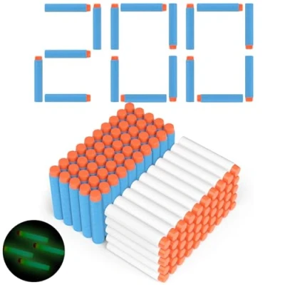 Abbildung von ZWOOS Darts Pfeile für Nerf 7,2 cm 200 StückRefill Nachfüll Bullets Schaumstoff s N Strike Elite Series Blasters Spielzeugpistole (weiß blau)