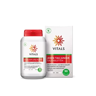 Abbildung von Vitals Jeden Tag Junior 90 vegane Kautabletten. Kinder Multivitamin mit Mineralien für gesundes Wachstum und Entwicklung.