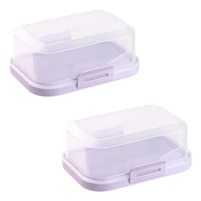 Abbildung von 2x Hochwertige Stapelbare Butterdose mit Verschluss, Plastik box dose, Perfekte Ordnung im Kühlschrank BPA Frei Mehrzweck flieder