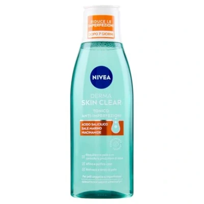 Abbildung von NIVEA Derma Skin Clear Gesichtswasser gegen Unreinheiten 200 ml, fettige und Mischhaut mit Salicylsäure, Meersalz Niacinamid, ausgleichendes ohne Ethylalkohol