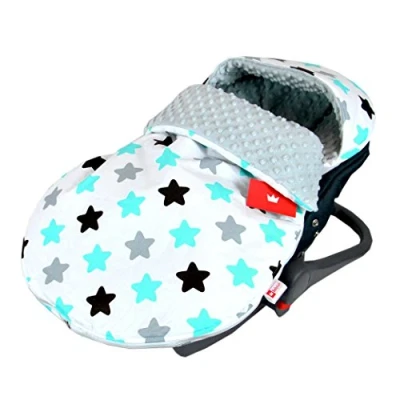 Abbildung von Fußsack SOMMERFUßSACK 90cm Minky Babyschale Kinderwagen Buggy Jogger (8. Grau + Sterne)