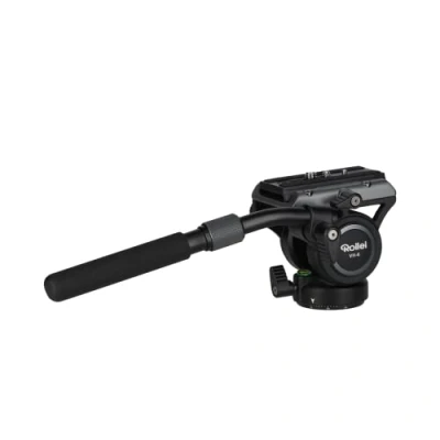 Abbildung von Rollei VH 6 Fluid Videokopf, Videoneiger für Camcorder und DSLR Kameras, Filmaufnahmen, Videografie, Content Creation, Live Streaming Tragkraft 10kg