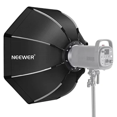 Abbildung von NEEWER 65cm achteckige Softbox Schnellspanner, mit Bowens Halterung, Tragetasche kompatibel CB60 CB100 CB150 Vision 4 S101 300W/400W und Anderen Motage Licht SF RPBO26