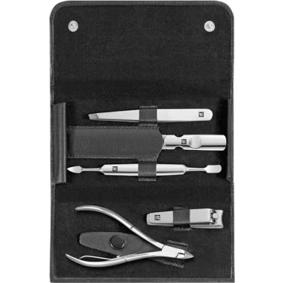 Abbildung von Zwilling Maniküre Etui Druckknopfetui, 5 tlg., Kroko Lackoptik aus Rindleder