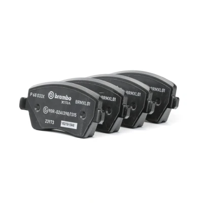 Abbildung von BREMBO P 68 033X Bremsbelagsatz exkl. Verschleißwarnkontakt mit Bremssattelschrauben ohne Zubehör RENAULT: Kangoo II Express, Clio 4 Schrägheck