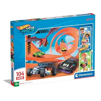 Abbildung von Clementoni Supercolor Hotwheels Puzzle 104 Teile Auto für Kinder ab 6 Jahren Geschicklichkeitsspiel Hergestellt in Italien 25776