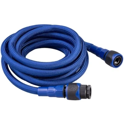 Abbildung von Semptec Urban Survival Technology Textilschlauch: Extra Leichter Wasserschlauch, bis 24 bar, mit Schlauchverbindern, 5 m (Camping Zubehör Wohnmobil, Camping Wohnwagen, Wasserkanister)