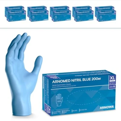Abbildung von 2000x ARNOMED Einweghandschuhe Blau, Einmalhandschuhe XL, Nitrilhandschuhe (10x200 Stk), Handschuhe Einweg puderfrei, Gummihandschuhe Einweg, Nitril, in S, M, L &amp; XL