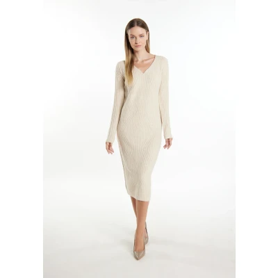 Abbildung von DREIMASTER Klassik Women&#039;s Knit Dress M/L / Hellbeige 33% recyceltes Polyester 26% Polyacryl 24% 14% Nylon 3% Elasthan