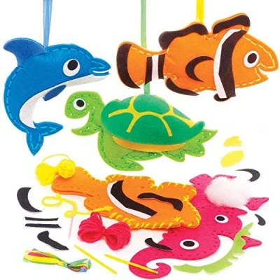 Abbildung von Baker Ross FE283 Sealife Näh Dekorationssets 4 Stück, Nähset für Kinder, kreative Aktivitäten ideales Kunst und Bastelprojekt
