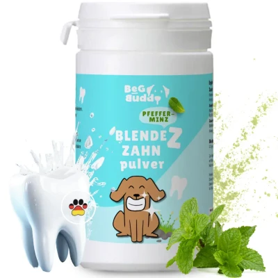 Abbildung von Zahnpulver mit Minze für Hunde, Zahnstein und Maulgeruch, 150 g