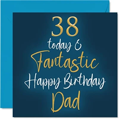 Abbildung von Fantastische Geburtstagskarte zum 38. Geburtstag für Väter 38 Today &amp; Fantastic Happy Birthday Karte Vater von Sohn Tochter, Geburtstagsgeschenke, 145 mm x Geburtstagsgrußkarten