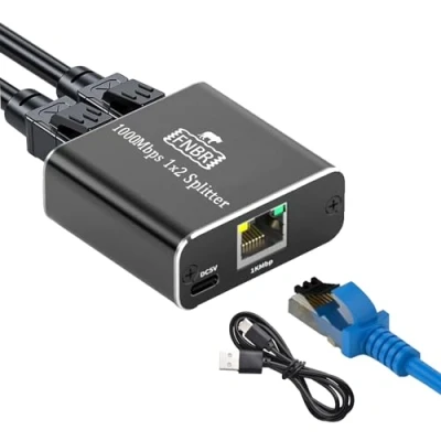 Abbildung von LAN Switch, FNBR Splitter 1 auf 2 Kabel Ethernet Verteiler, Netzwerk Switch 2, 2port für,Router, Set Top Box, Digital TV, Poe Kamera 1000 Mbit/s