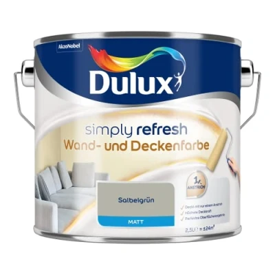 Abbildung von Dulux Simply Refresh Wand und Deckenfarbe Salbeigrün 2,5l