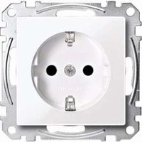 Abbildung von Schneider Electric Merten System M SCHUKO Steckdose, erhöhter Berührungsschutz ,Schutzkontaktsteckdose, Steckklemmen, Aktivweiß glänzend, MEG2300 0325