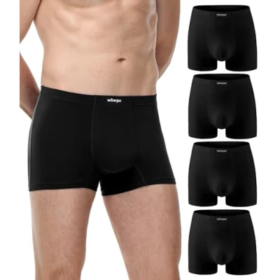 Abbildung von wirarpa Boxershorts Herren Baumwolle Unterhosen Männer Trunks Boxer Stretch Unterwäsche für 4er Pack Schwarz Größe S