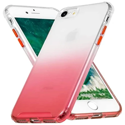 Abbildung von Verco Farbwechsel Hülle für Apple iPhone SE 2020/2022, 7/8, Schutzhülle Handy Cover Transparent mit Farbverlauf und Kameraschutz Slim Case, Rot