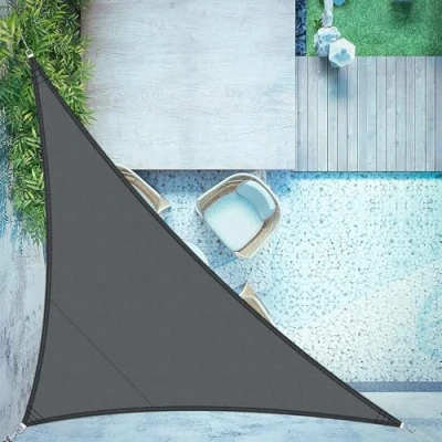 Abbildung von LOVE STORY Sonnensegel Dreieckig 4x4x5.65m Wasserdicht Anthrazit Sonnenschutz Windschutz Segel PES Polyester,95% UV Schutz für Außenbereich, Terrasse, Balkon, Garten
