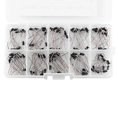 Abbildung von 100 Stück 10 Wertdioden Elektronische Dioden, Sortiment Elektronisches Kit, 1N4001 1N4007 1N5817 1N5819, Mit Box