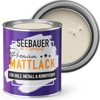 Abbildung von SEEBAUER diy Mattlack Beige 375ml für Innen &amp; Außen (No. 005 Orchid Dream) Möbelfarbe ohne Schleifen Hybrid Lack Holz, Metall, Kunststoff Holzlack, Möbellack hohe Deckkraft