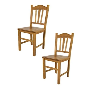 Abbildung von t m c s Tommychairs 2er Set Stühle Silvana für Küche und Esszimmer, Robuste Struktur aus Buchenholz, in der Farbe Eichenholz lackiert Sitzfläche Holz