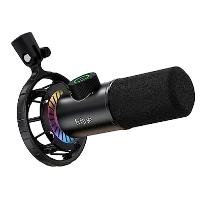 Abbildung von FIFINE Mikrofon USB Dynamische Gaming mit RGB Lichteffekt