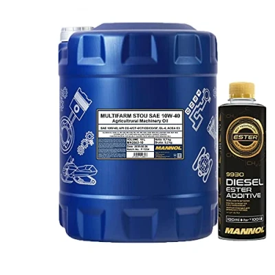 Abbildung von MANNOL 10l, 2502 Multifarm STOU 10W 40 + Anti Verschleiß Reinigung Additiv Dieselzusatz 250ml