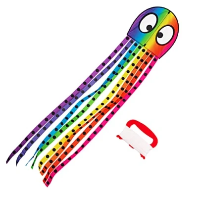 Abbildung von Wolkenstürmer® Olli Octopus (Regenbogen) Kinderdrachen Oktopusdrachen Krake flugfertig mit Handgriff &amp; 40m Schnur 1 Leiner Drachen und Flugspielzeug