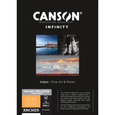 Abbildung von Canson Infinity BFK Rives 100% Textur, 310 g, Box A4, 25 Stück, reinweiß