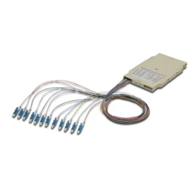 Abbildung von DIGITUS LWL Spleiß Kassette 12 Pigtails Vormontiert LC (APC) OS2 Durchgefärbt nach DIN IEC 60304 Reinweiß